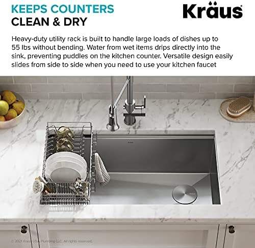 Kraus Workstation Kitchen Sink Dish Drying Rack Drainer and Utensil Holder - Image 5