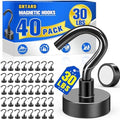 Grtard 40 Pcs Black Magnetic Hooks Heavy Duty, 30 LBS Strong Magnet Hooks by Grtard