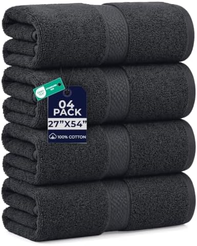 DAN RIVER 600 GSM Cotton Large Bath Towels Set of 4, 27 x 54 Inches by DanRiver