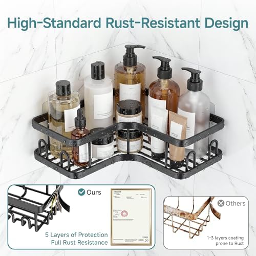 Veken Large Capacity Corner Shower Caddy 6-Pack, Advanced Rustproof Design - Image 3