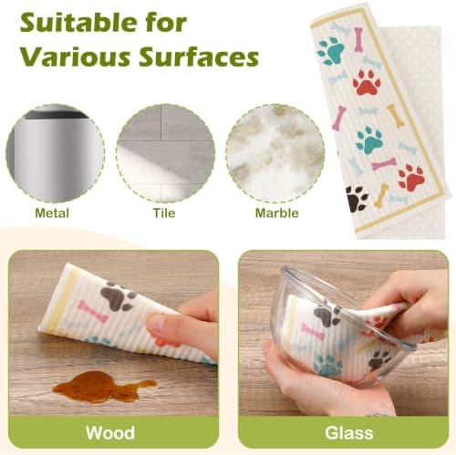 6 Pcs Swedish Paper Cloths for Kitchen, Reusable Paper Towels Washable - Image 6