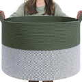 INDRESSME XXXLarge Woven Rope Blanket Basket Living Room Green by INDRESSME