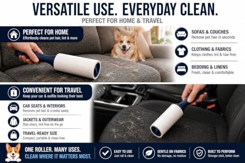 Extra Sticky Lint Roller for Pet Hair, 6 Pack 600 Sheets - Image 4