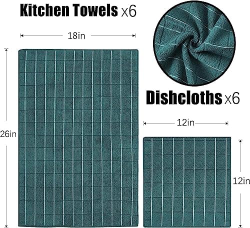 Puomue Microfiber Kitchen Towels and Dishcloths Set, 26 x 18 Inch and 12 x 12 - Image 2