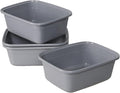 12 Quarts Plastic Dish Pan, 4-Pack Rectangular Wash Basin Tubs, Grey