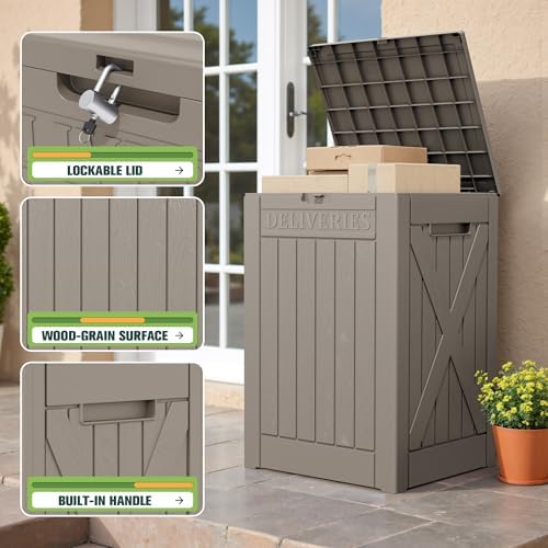 Greesum 52 Gallon Large Outdoor Package Delivery Box, Light Coffee - Image 2