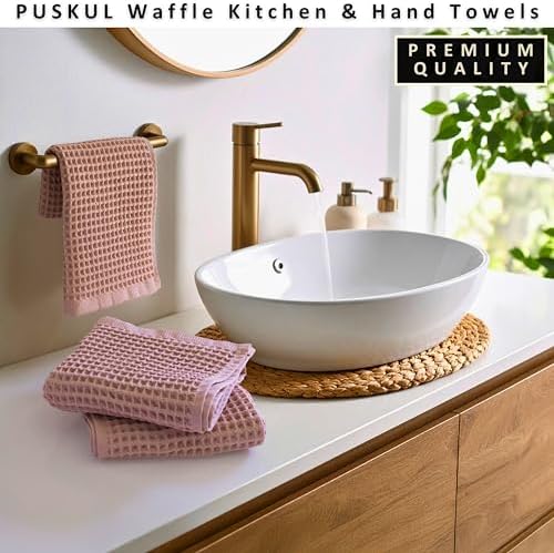 PÜSKÜL Natural 100% Turkish Cotton Waffle Hand and Kitchen Towels Set of 3 - Image 5