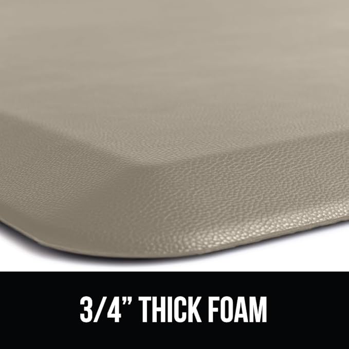 GORILLA GRIP Comfortable Cushioned Kitchen Mats for Floor, Waterproof and Stain Resistant Soft Top, 3/4 Inch Thick Ergonomic Standing Desk Anti Fatigue Mat, Foam Supports Ankles and Feet, 20x32, Taupe