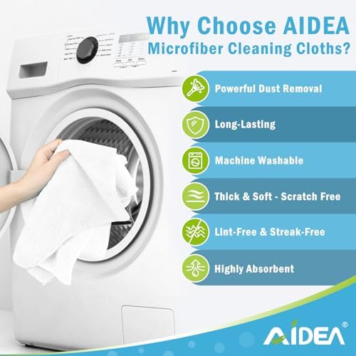 AIDEA White Microfiber Cleaning Cloth, Cleaning Rags, 11.5"×11.5" - Image 3