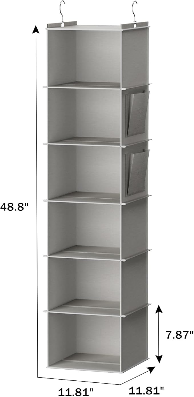 Hanging Closet Organizer and Storage, 2 Packs, Light Grey | Breathable Fabric - Image 3