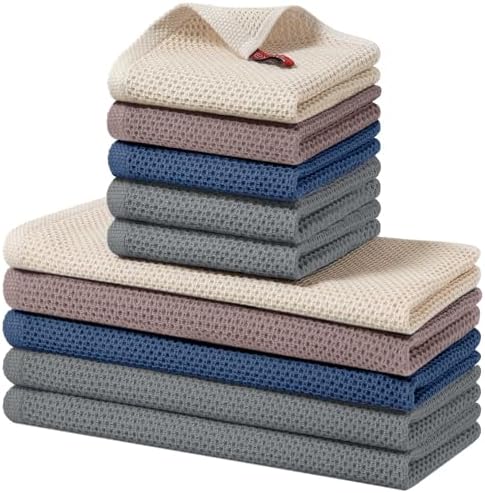 Homaxy 10 Pack 100% Cotton Kitchen Towels and Dishcloths Set by Homaxy