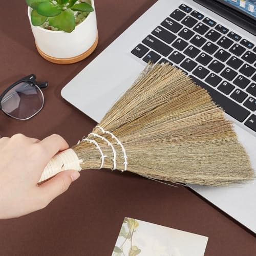 GORGECRAFT 12 Inch Small Hand Whisk Broom Soft Grass Natural Handle Bamboo - Image 2