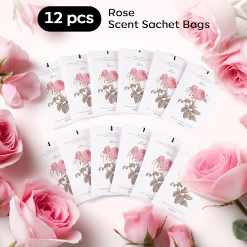 MYARO 12 Pack Rose Scented Sachets, Closet Deodorizer Car Air Freshener - Image 5