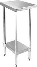 STABLEINK NSF Stainless Steel Table, 24 x 12 Inches Small Metal Prep & Work Table with Adjustable Undershelf, for Commercial Kitchen, Restaurant, Hotel and Garage