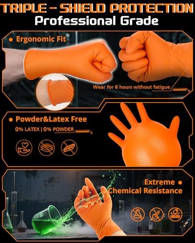 wcy 9 Mil Heavy Duty Disposable Nitrile Gloves, Diamond Grip - Image 5