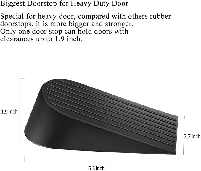 Big Door Stopper 2 Packs, Heavy Duty Wedge Rubber Door Stop Works on All Floor - Image 2