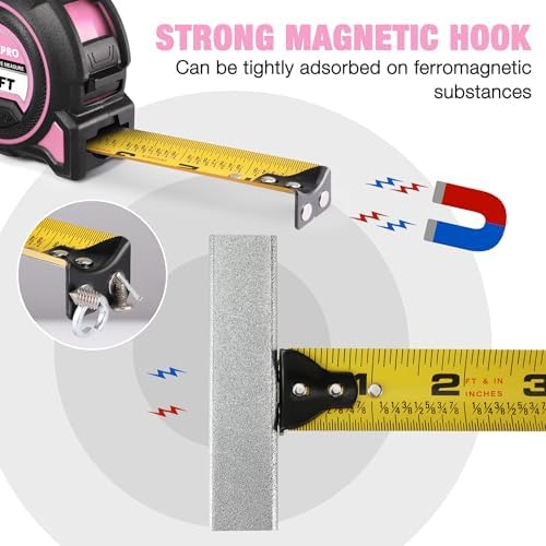 WORKPRO Pink Tape Measure, 25FT Heavy Duty Tape Measurement - Image 6