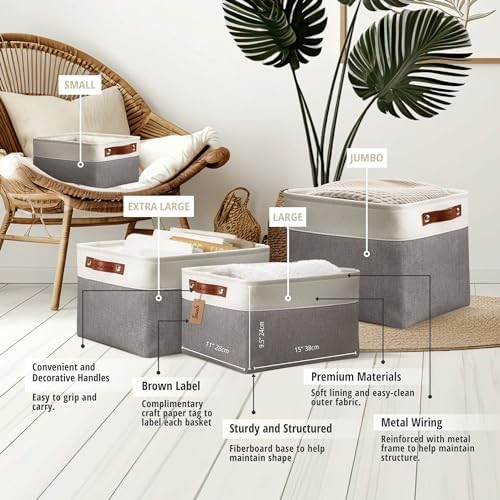 DECOMOMO Storage Bins, Large Fabric Storage Baskets - Image 4