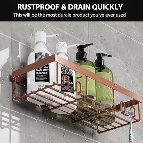 Moforoco Shower Caddy Shelf Organizer Rack, Self Adhesive Black Bathroom - Image 5