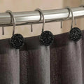 Black Bling Shower Curtain Hooks: Christmas Bathroom Curtain Rings by PopKozzi