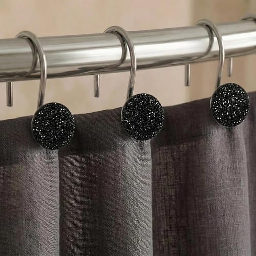 Black Bling Shower Curtain Hooks: Christmas Bathroom Curtain Rings by PopKozzi