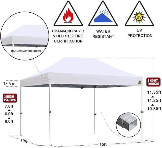 Eurmax USA Standard 10'x15' Patio Pop Up Canopy Tent Commercial Instant Canopies with Heavy Duty Roller Bag,Bonus 4 Sand Weights Bags (Forest Green)