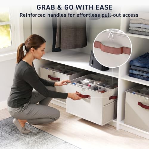 Ornavo Home Large Shoe Storage Organizer Bins 2 Pack, Foldable Linen - Image 4