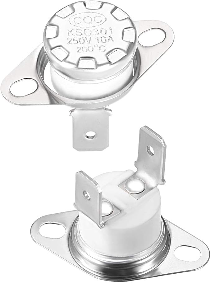 uxcell KSD301 Thermostat 200°C/392°F 10A Normally Closed N.C Adjust Snap Disc Temperature Switch for Microwaves,Oven,Coffee Maker 2pcs,Ceramic Material
