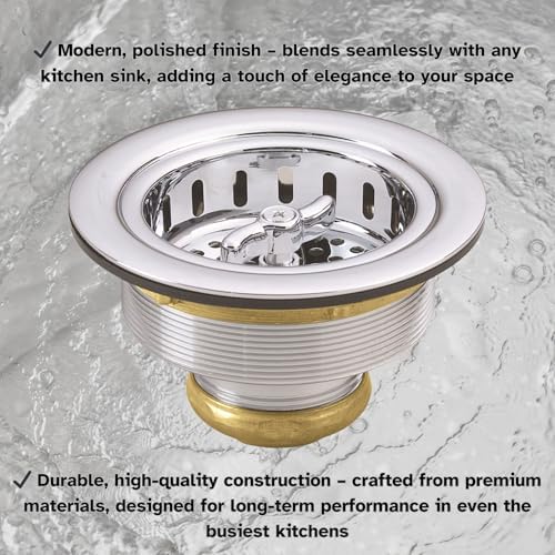 Westbrass A213-26 3-1/2" Wing Nut Twist Style Large Kitchen Sink Basket Strainer - Image 7
