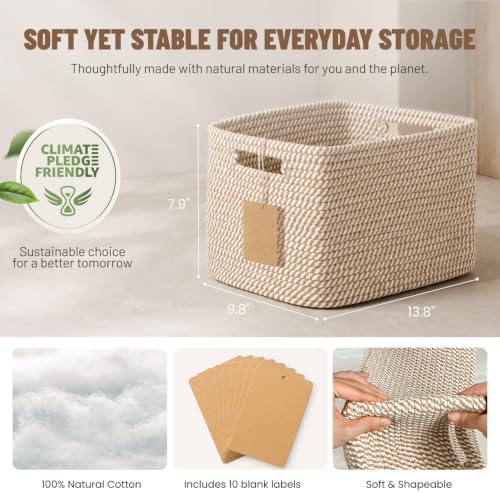 5 Pack Woven Storage Baskets, Decorative Storage Bins - Image 3