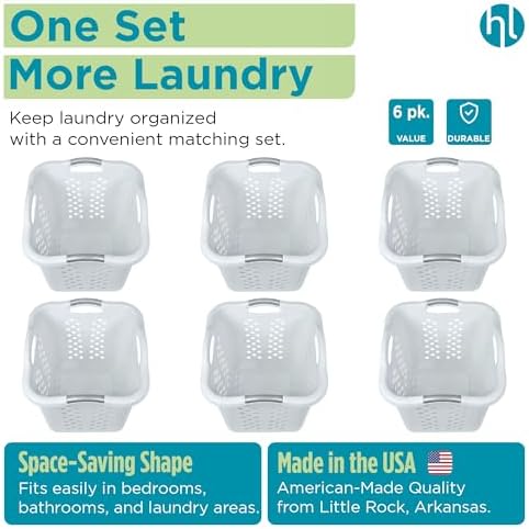Home Logic 2 Bushel Plastic Laundry Basket Lamper, Large Laundry Hamper - Image 6
