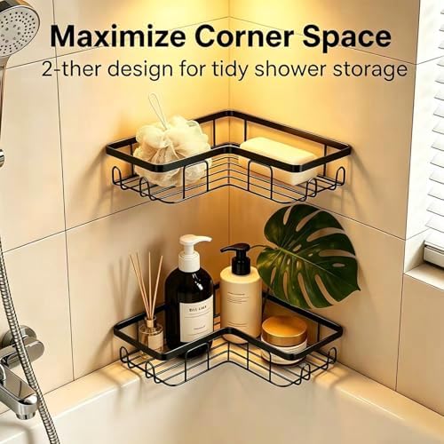 Shower Caddy 3 Pack, No Drilling Adhesive Bathroom Organizer Shelf Rack - Image 3