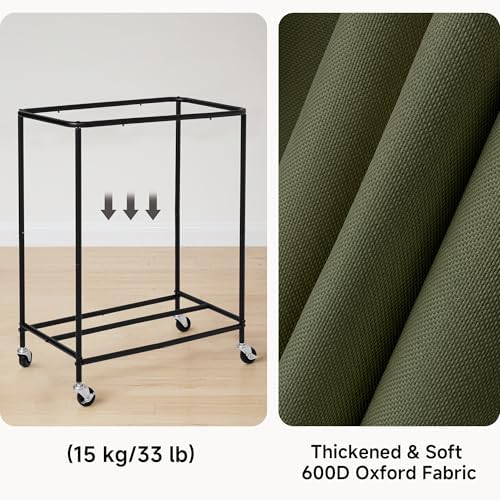 StorageWorks 2 Section Laundry Hamper, 100L Green Sorter Cart - Image 5