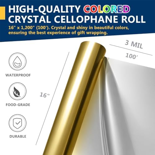 PerkHomy Clear Cellophane Wrap Roll 16" 3 Mil Thick Cellophane - Image 2