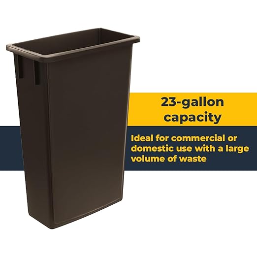 3 pack 23 Gallon Waste Bin with Swing Lid, Heavy-Duty Trash Can, Slim Rectangular Garbage Bin, Durable Waste Container, Recycling Bin, Plastic Wastebasket for Kitchen, Garage, Restaurants, Office