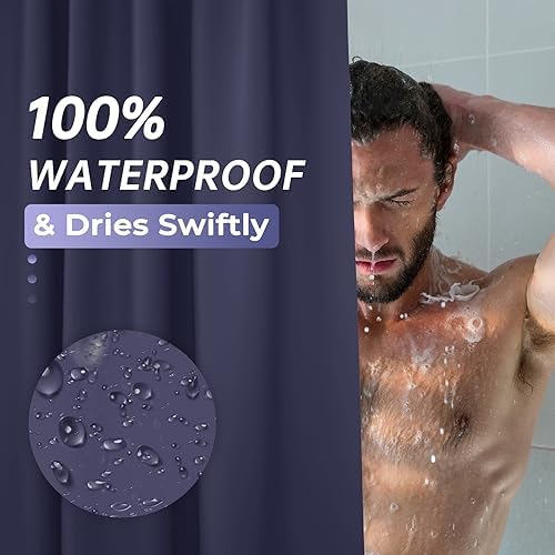 AmazerBath Navy Blue Shower Curtain, Thick PEVA, Heavy Duty Waterproof 72x72 - Image 4