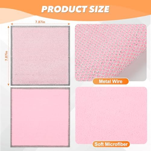 12Pack Upgrade Multipurpose Wire Dishwashing Rags, Double-Side Non Scratch Wire - Image 4