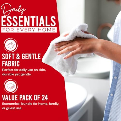 DAN RIVER 24 Pack Cotton Wash Cloths Set - Image 3