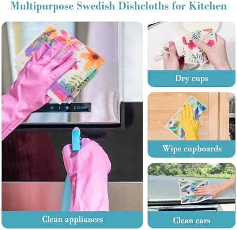 Lucomb Swedish Dishcloths for Kitchen Dishes, 8 Pack Reusable Cleaning Cloths - Image 5