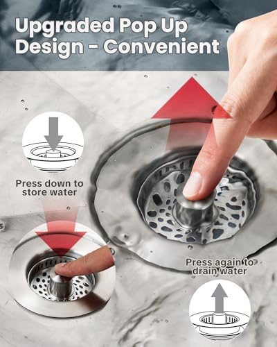ARCORA Kitchen Sink Drain Strainer: Stainless Steel 3 in 1 Sink Stopper - Image 4