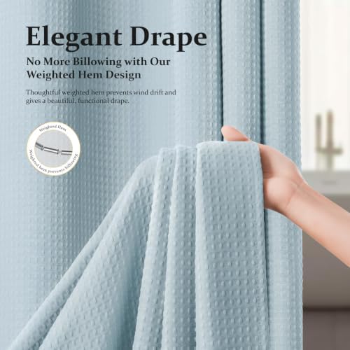 Dynamene Stall Waffle Shower Curtain 256 GSM Heavy Fabric 36x72 Fog Blue - Image 4