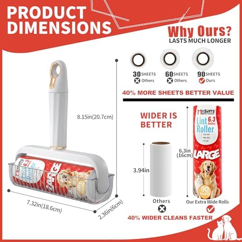 Minson’s BestShop Extra Sticky Lint Roller Refills, 6.3” Extra Wide - Image 3