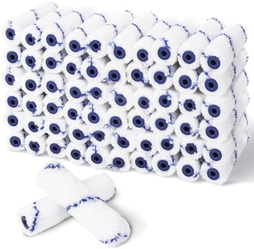 60pcs 4 Inch Microfiber Paint Roller Covers 1/3" Nap, Non-Shedding by Pinstone
