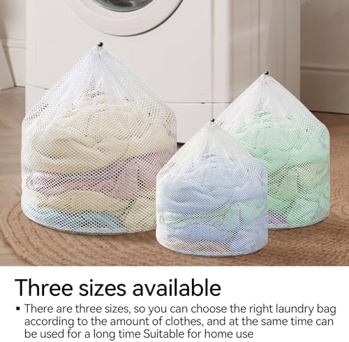 3Pcs Laundry Mesh Wash Bags, Drawstring Net Laundry Bag - Image 6