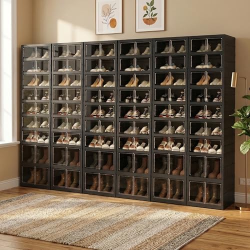 Foldable Shoe Organizer Storage Box Set of 6, Portable Extra Large Folding Shoe by Tykacna