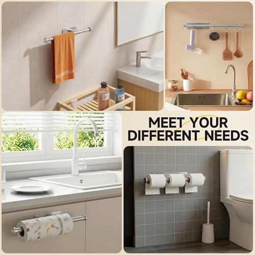 Paper Towel Holder Wall Mount, No Drill, SUS304 Steel, Space Saving - Image 5
