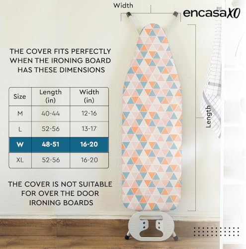 Encasa XO Ironing Board Cover and Pad, 4mm Felt 49"x18" - Image 6