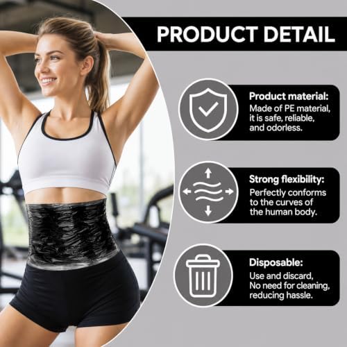 1 Rolls 60 Meters Black Osmotic Plastic Body Wrap, Workout Sweat Enhancer Belly - Image 3