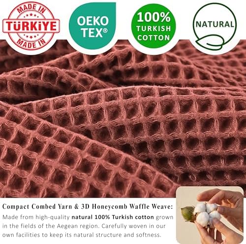 PÜSKÜL Natural 100% Turkish Cotton Waffle Bath Towels Set of 2, Extra-Large - Image 3