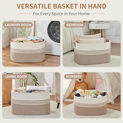 DOFASAYI Laundry Hamper with Handles, 72L Rope Laundry Basket, Light Brown - Image 4